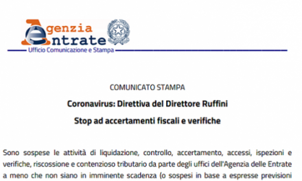 Stop ad accertamenti fiscali e verifiche