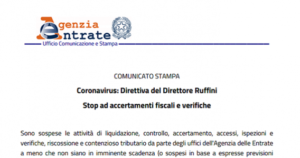 Stop ad accertamenti fiscali e verifiche